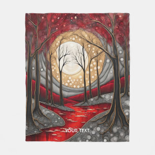 Fantasy Niedlich Forest Night Red Fleecedecke