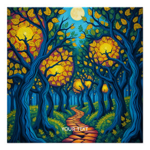 Fantasy Niedlich Forest Orange Road Poster