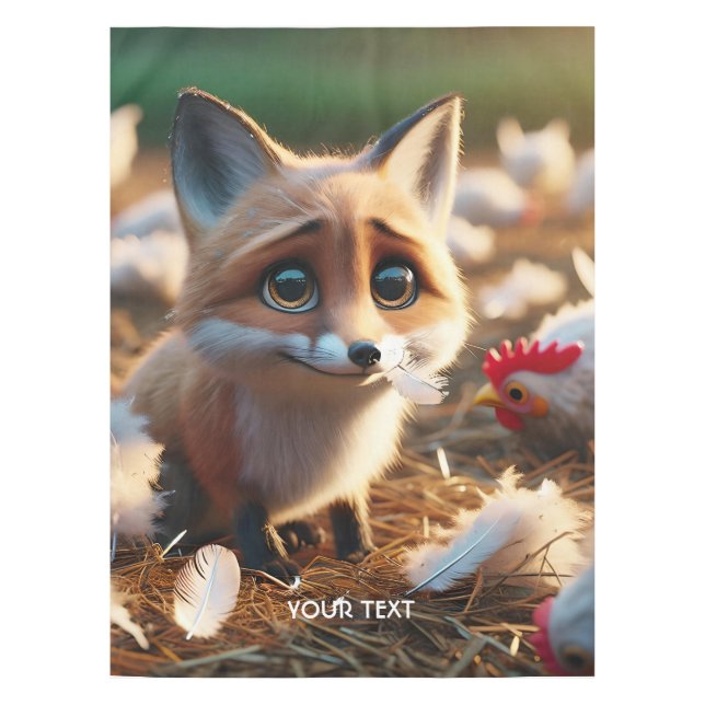 Fantasy Niedlich Fox Feathers Huhn Tischdecke (Vorderseite)