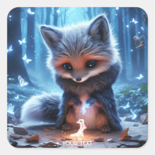 Fantasy Niedlich Fox Forest Butterfells Quadratischer Aufkleber