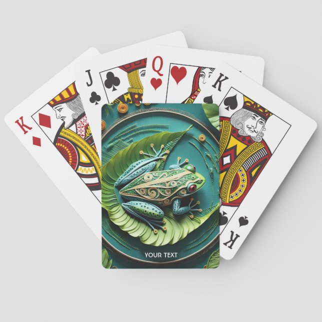 Fantasy Niedlich Frog Blätter Filigree Spielkarten (Rückseite)