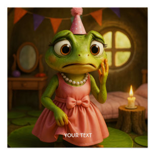 Fantasy Niedlich Frog Girl Party Poster