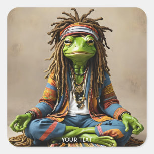 Fantasy Niedlich Frog treibt Meditation ab Quadratischer Aufkleber