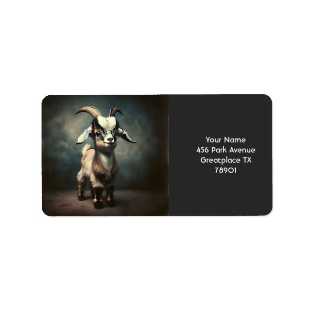 Fantasy Niedlich Funny Baby Goat Adressaufkleber (Vorne)