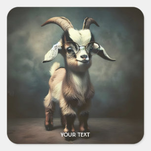 Fantasy Niedlich Funny Baby Goat Quadratischer Aufkleber