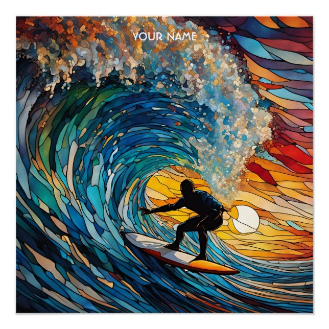 Fantasy Niedlich gestanztes Glas Surfer Poster (Vorderseite)