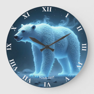 Fantasy Niedlich Ghoful Polar Bär Große Wanduhr