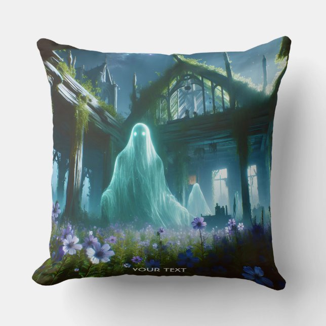 Fantasy Niedlich Ghost Old House Kissen (Vorderseite)