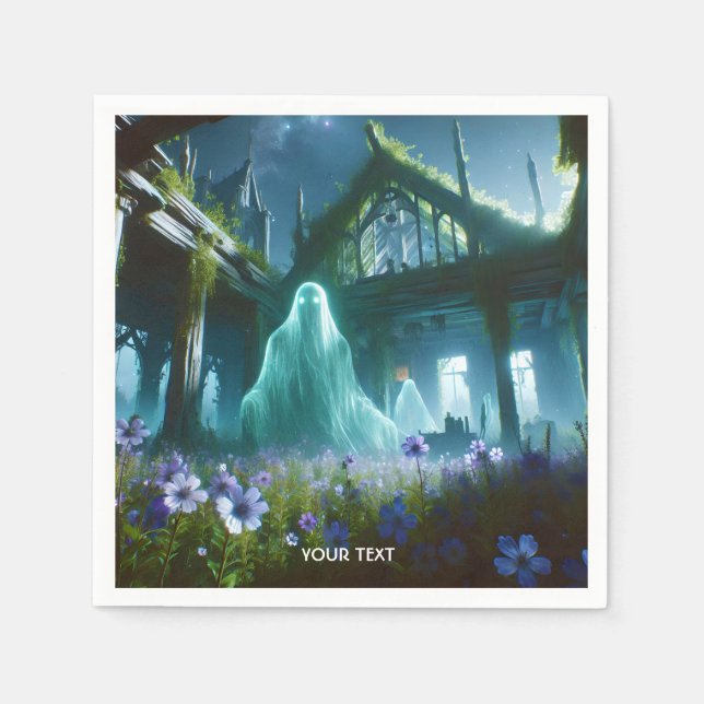 Fantasy Niedlich Ghost Old House Serviette (Vorderseite)
