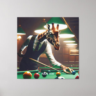 Fantasy Niedlich Giraffe Snooker spielen Leinwanddruck