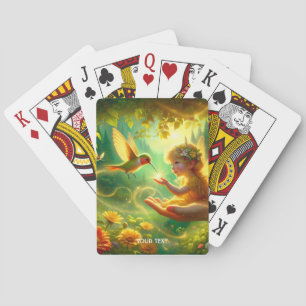 Fantasy Niedlich Girl Bird Forest Spielkarten