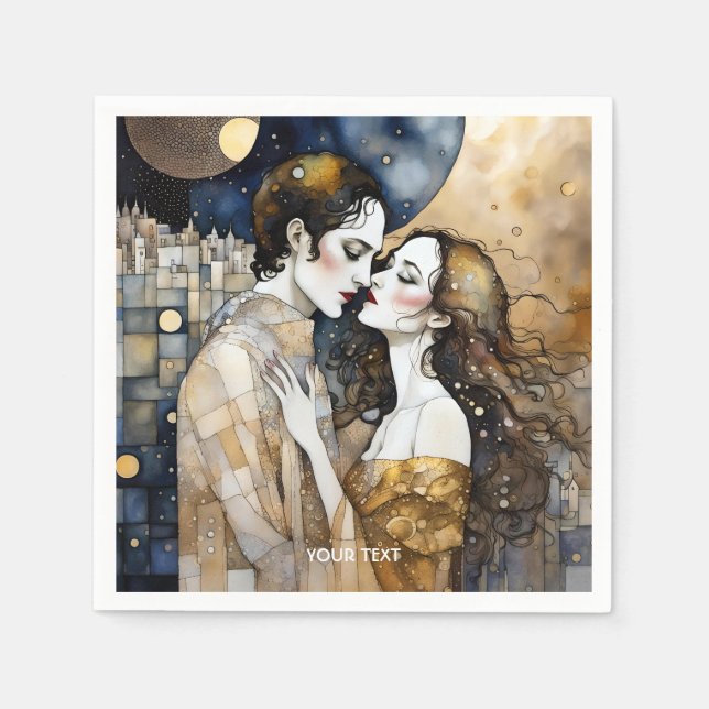Fantasy Niedlich Girl Boy Night Serviette (Vorderseite)