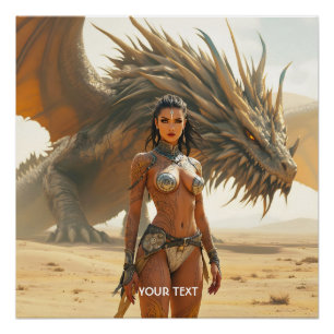 Fantasy Niedlich Girl Dragon Wüste Poster
