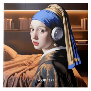 Fantasy Niedlich Girl Pearl Kopfhörer Fliese