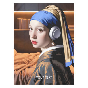 Fantasy Niedlich Girl Pearl Kopfhörer Tischdecke