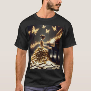 Fantasy Niedlich Girl Playing Piano T-Shirt