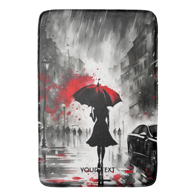 Fantasy Niedlich Girl Rain Regenschirm Badematte (Vorderseite Vertikal)