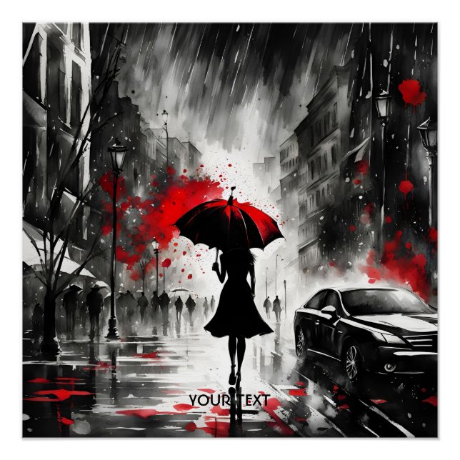 Fantasy Niedlich Girl Rain Regenschirm Poster (Vorderseite)