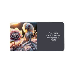 Fantasy Niedlich Girl White Blume Adressaufkleber