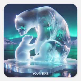Fantasy Niedlich Glass Cub Bär Quadratischer Aufkleber