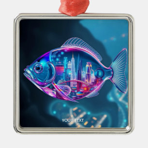 Fantasy Niedlich Glass Fish City Ornament Aus Metall