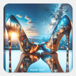 Fantasy Niedlich Glass Shows Stadt Quadratischer Aufkleber