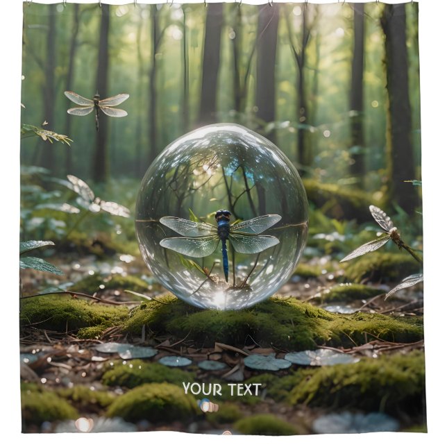 Fantasy Niedlich Glass Sphere Dragonfly Duschvorhang (Vorderseite)