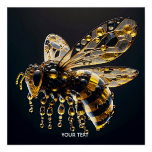 Fantasy Niedlich Glass Yellow Black Bee Poster