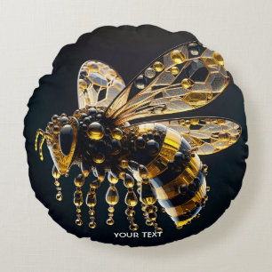 Fantasy Niedlich Glass Yellow Black Bee Rundes Kissen
