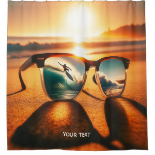 Fantasy Niedlich Glasses Sunset Beach Duschvorhang