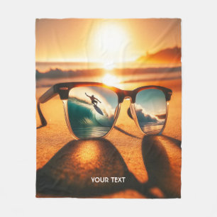 Fantasy Niedlich Glasses Sunset Beach Fleecedecke
