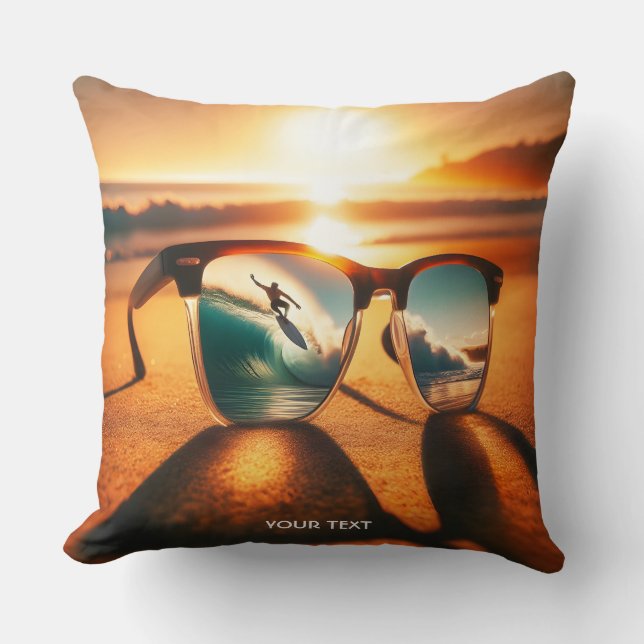 Fantasy Niedlich Glasses Sunset Beach Kissen (Vorderseite)