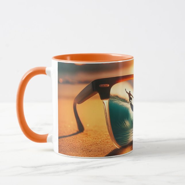 Fantasy Niedlich Glasses Sunset Beach Tasse (Links)
