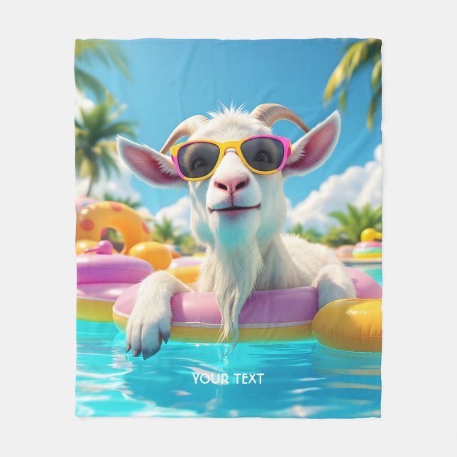 Fantasy Niedlich Goat Float Brille Fleecedecke (Vorderseite)