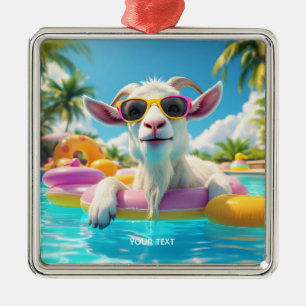 Fantasy Niedlich Goat Float Brille Ornament Aus Metall