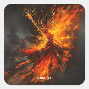 Fantasy Niedlich Grand Flames Flamenco Quadratischer Aufkleber