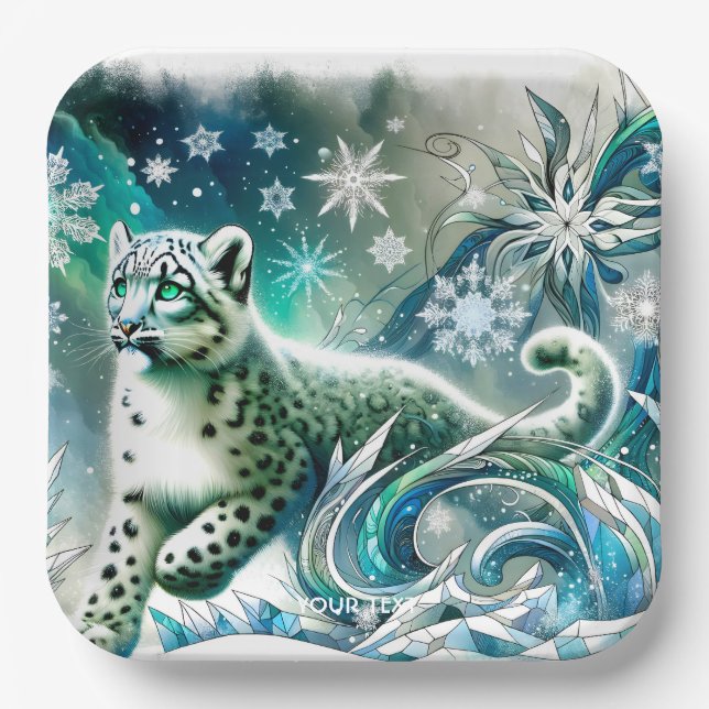 Fantasy Niedlich Green Eyes Leopard Pappteller (Vorderseite)