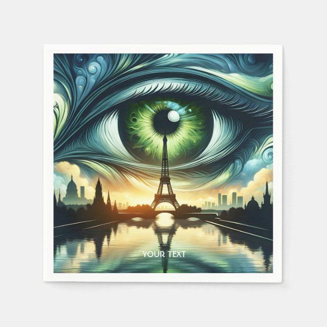 Fantasy Niedlich Green Eyes Paris Serviette (Vorderseite)