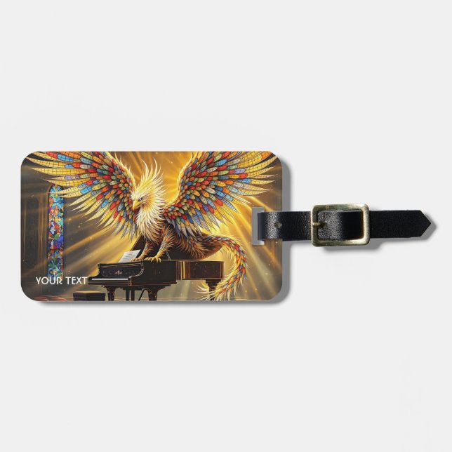 Fantasy Niedlich Griffon Playing Piano Gepäckanhänger (Vorderseite horizontal)