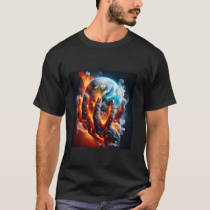 Fantasy Niedlich Hand Earth Lava T-Shirt