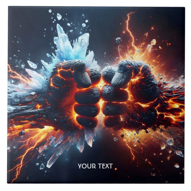 Fantasy Niedlich Hands Lava Ice Fliese (Vorderseite)