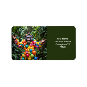 Fantasy Niedlich Happy Colorful Monkey Adressaufkleber