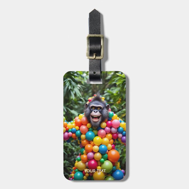 Fantasy Niedlich Happy Colorful Monkey Gepäckanhänger (Vorderseite vertikal)