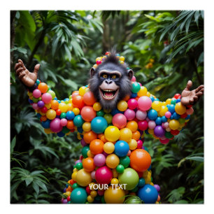 Fantasy Niedlich Happy Colorful Monkey Poster