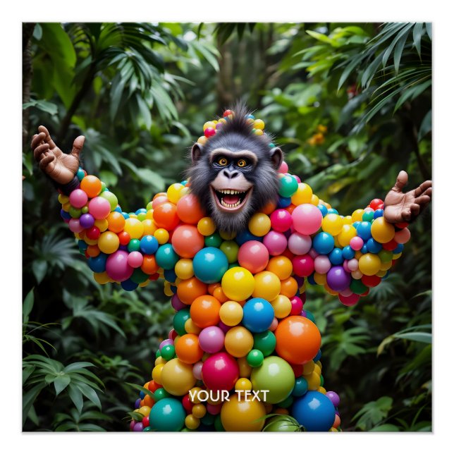 Fantasy Niedlich Happy Colorful Monkey Poster (Vorderseite)