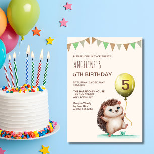Fantasy Niedlich Happy Igel Balloon Geburtstag Einladung