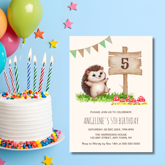 Fantasy Niedlich Happy Igel Forest Geburtstag Einladung (Von Creator hochgeladen)