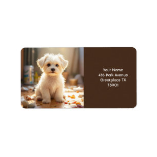 Fantasy Niedlich Happy Maltese Puppy Adressaufkleber