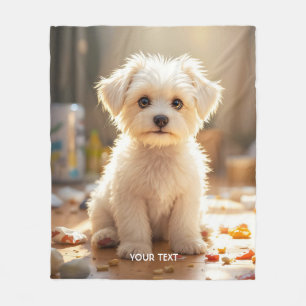Fantasy Niedlich Happy Maltese Puppy Fleecedecke