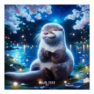 Fantasy Niedlich Happy Otter Nacht Poster
